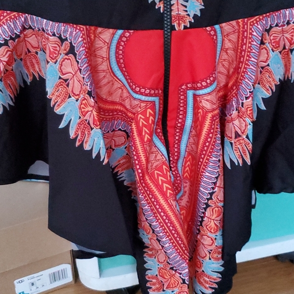 Zipper V Neck Summer Tank Top Women African Print - Picture 4 of 4